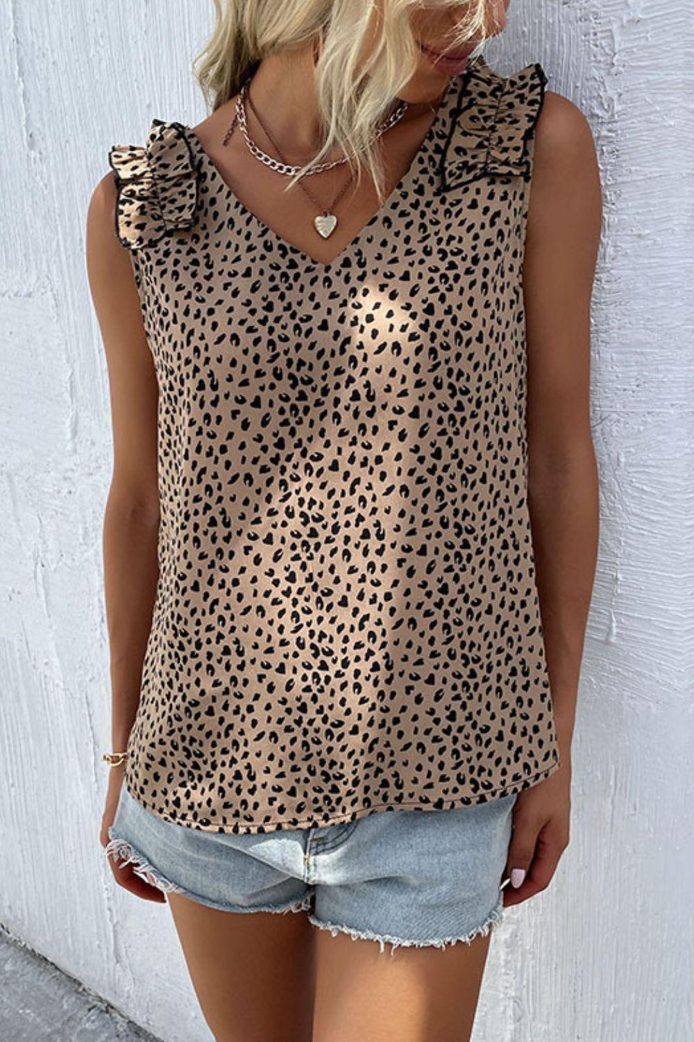Summer Go-To Piece V-Neck Leopard Tank Top - MXSTUDIO.COM