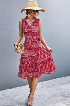 Summer In Style Sleeveless Button Front Midi Dress - MXSTUDIO.COM