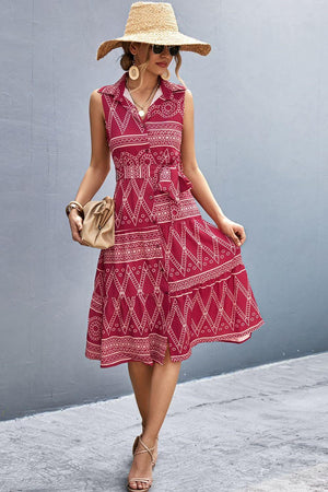 Summer In Style Sleeveless Button Front Midi Dress - MXSTUDIO.COM