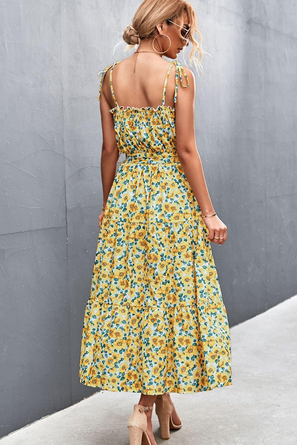 Summer Insta Post Maxi Tie Shoulder Floral Dress - MXSTUDIO.COM