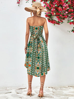 Summer Is Here Tie Belt Strapless Midi Dress - MXSTUDIO.COM