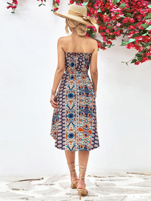 Summer Is Here Tie Belt Strapless Midi Dress - MXSTUDIO.COM