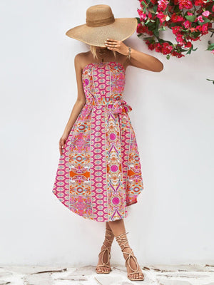 Summer Is Here Tie Belt Strapless Midi Dress - MXSTUDIO.COM