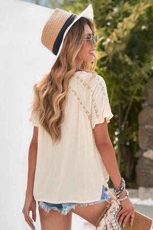 Summer Mode Short Sleeves Crochet Blouse - MXSTUDIO.COM