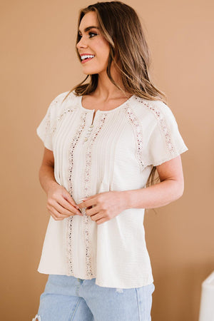 Summer Mode Short Sleeves Crochet Blouse - MXSTUDIO.COM