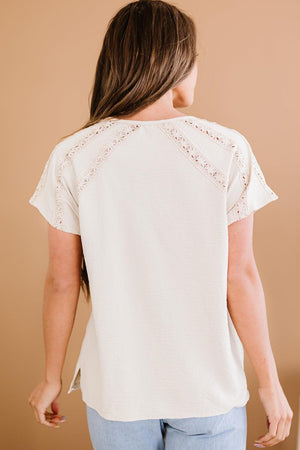 Summer Mode Short Sleeves Crochet Blouse - MXSTUDIO.COM