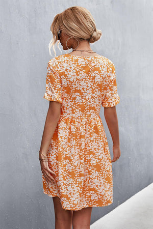 Summer Mystique Buttoned Floral Short Sleeve Dress - MXSTUDIO.COM