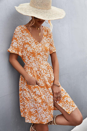 Summer Mystique Buttoned Floral Short Sleeve Dress - MXSTUDIO.COM