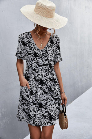 Summer Mystique Buttoned Floral Short Sleeve Dress - MXSTUDIO.COM