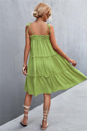 Summer Sensation Tiered Tie Shoulder Midi Dress - MXSTUDIO.COM