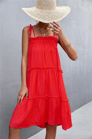 Summer Sensation Tiered Tie Shoulder Midi Dress - MXSTUDIO.COM