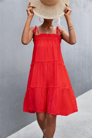 Summer Sensation Tiered Tie Shoulder Midi Dress - MXSTUDIO.COM