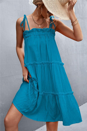 Summer Sensation Tiered Tie Shoulder Midi Dress - MXSTUDIO.COM