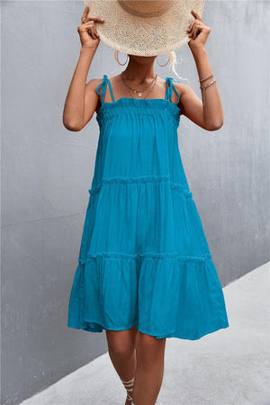 Summer Sensation Tiered Tie Shoulder Midi Dress - MXSTUDIO.COM