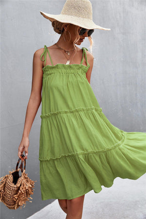 Summer Sensation Tiered Tie Shoulder Midi Dress - MXSTUDIO.COM