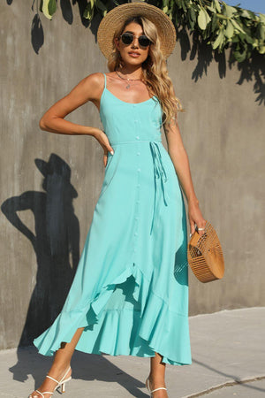 Summer Sophistication Sleeveless Ruffle Midi Dress - MXSTUDIO.COM