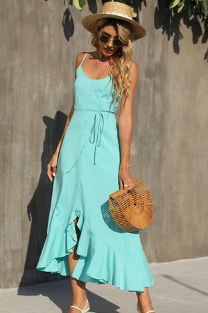 Summer Sophistication Sleeveless Ruffle Midi Dress - MXSTUDIO.COM