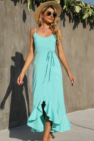 Summer Sophistication Sleeveless Ruffle Midi Dress - MXSTUDIO.COM