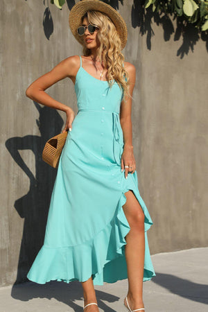 Summer Sophistication Sleeveless Ruffle Midi Dress - MXSTUDIO.COM