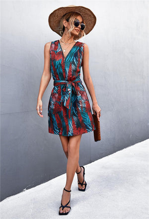 Summer Stunner Belted Sleeveless Mini Dress - MXSTUDIO.COM