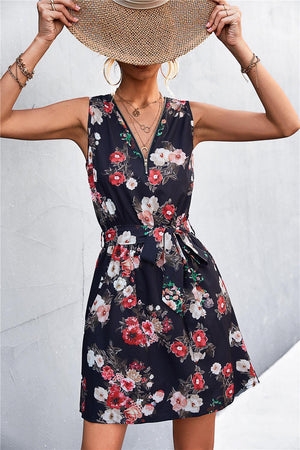 Summer Stunner Belted Sleeveless Mini Dress - MXSTUDIO.COM