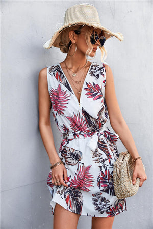 Summer Stunner Belted Sleeveless Mini Dress - MXSTUDIO.COM