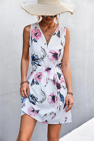 Summer Stunner Belted Sleeveless Mini Dress - MXSTUDIO.COM
