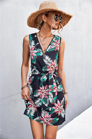 Summer Stunner Belted Sleeveless Mini Dress - MXSTUDIO.COM
