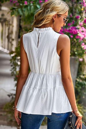 Summer Swag Tiered Sleeveless Mock Neck Tank - MXSTUDIO.COM