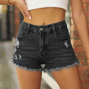 Summer Versatility Raw Hem Denim Shorts - MXSTUDIO.COM