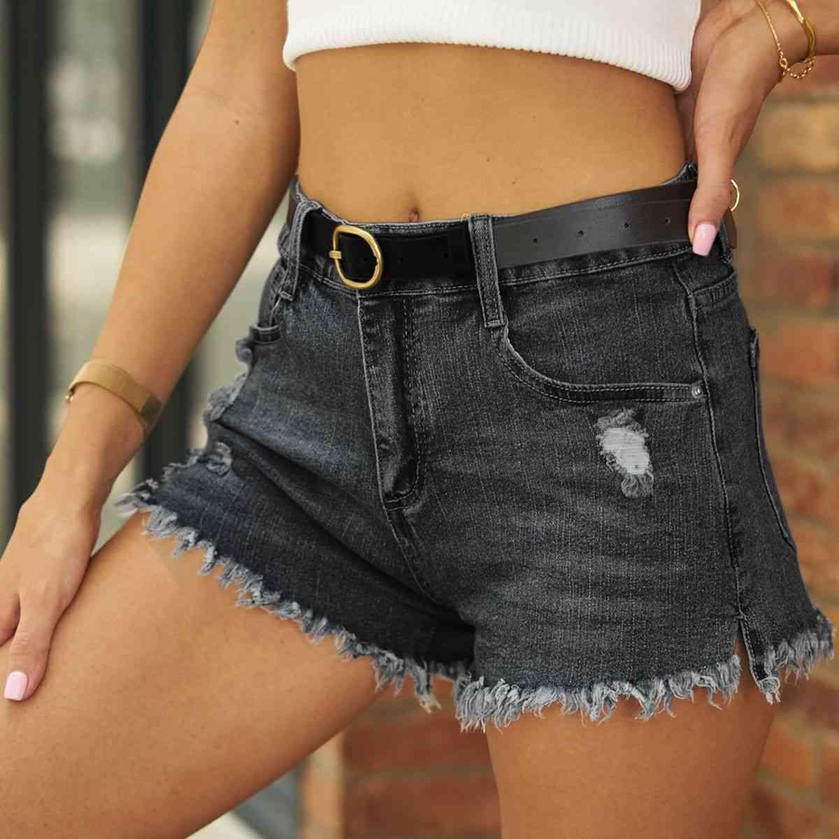 Summer Versatility Raw Hem Denim Shorts - MXSTUDIO.COM