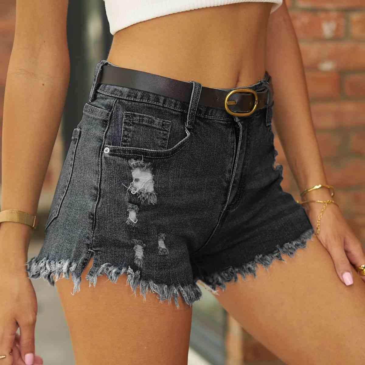 Summer Versatility Raw Hem Denim Shorts - MXSTUDIO.COM