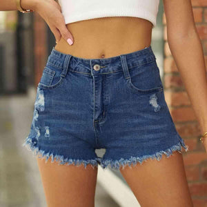 Summer Versatility Raw Hem Denim Shorts - MXSTUDIO.COM