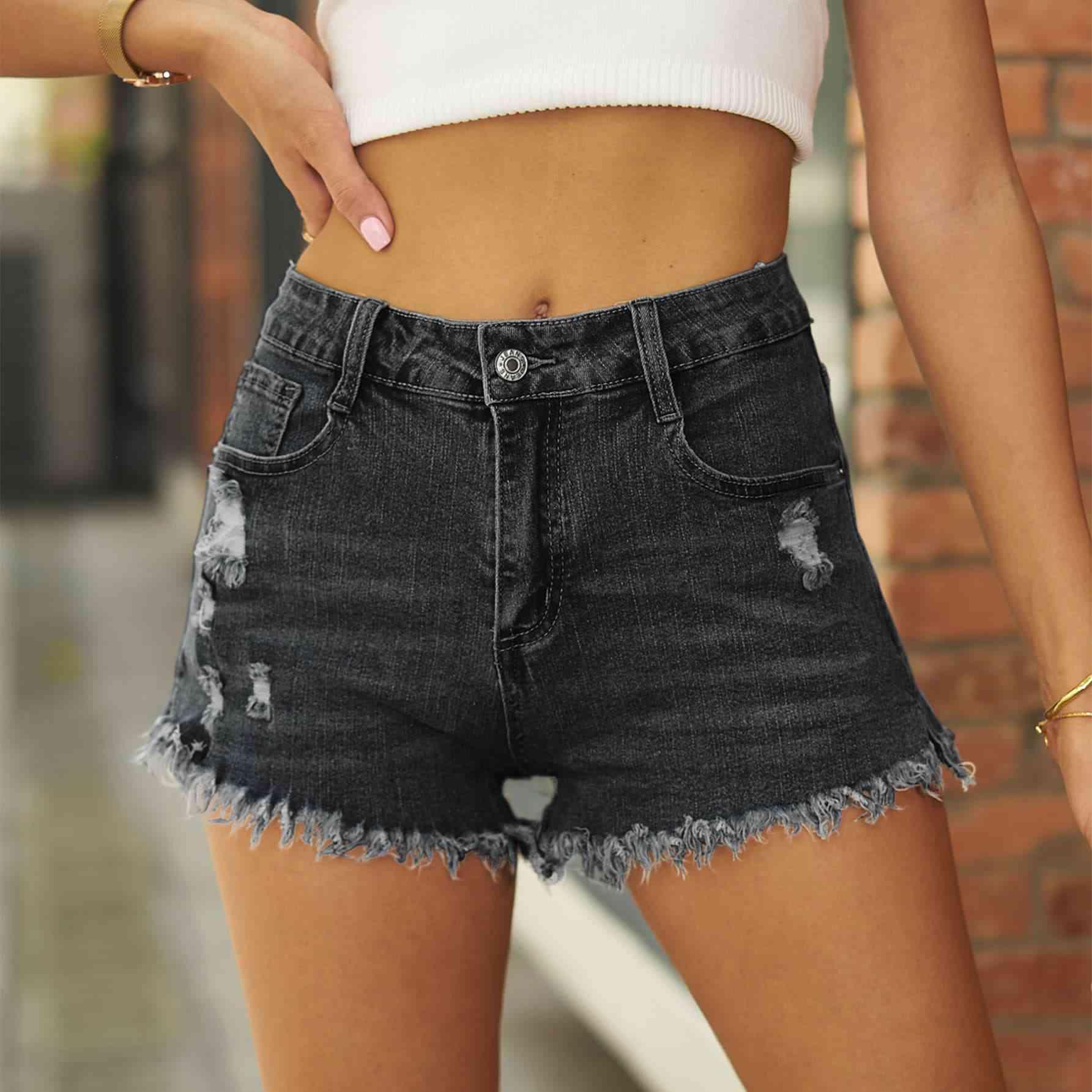Summer Versatility Raw Hem Denim Shorts - MXSTUDIO.COM