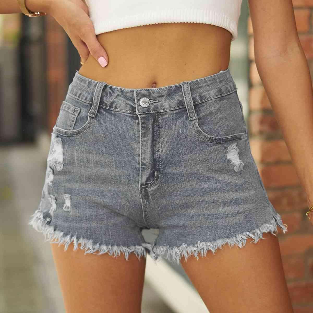 Summer Versatility Raw Hem Denim Shorts - MXSTUDIO.COM