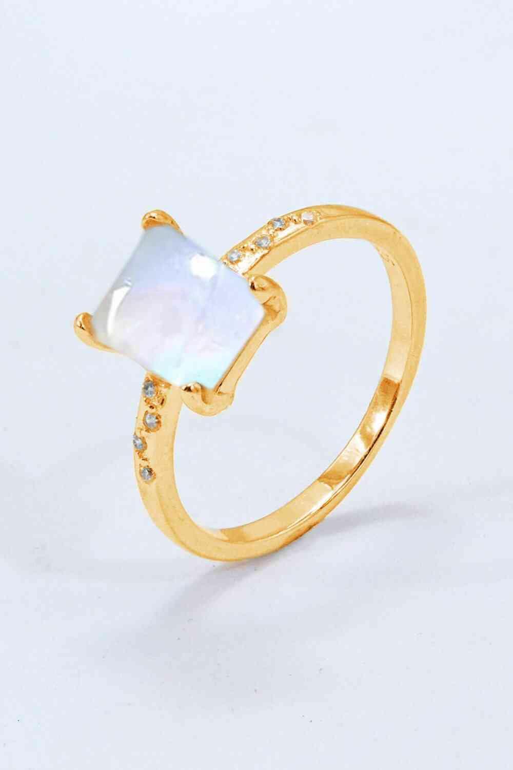 Sumptuous Look Square Moonstone Ring - MXSTUDIO.COM