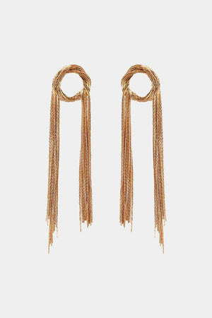 Super Shine Round Shape Fringed Copper Earrings-MXSTUDIO.COM