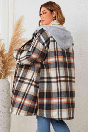Super Soft Hooded Plus Size Plaid Coat - MXSTUDIO.COM
