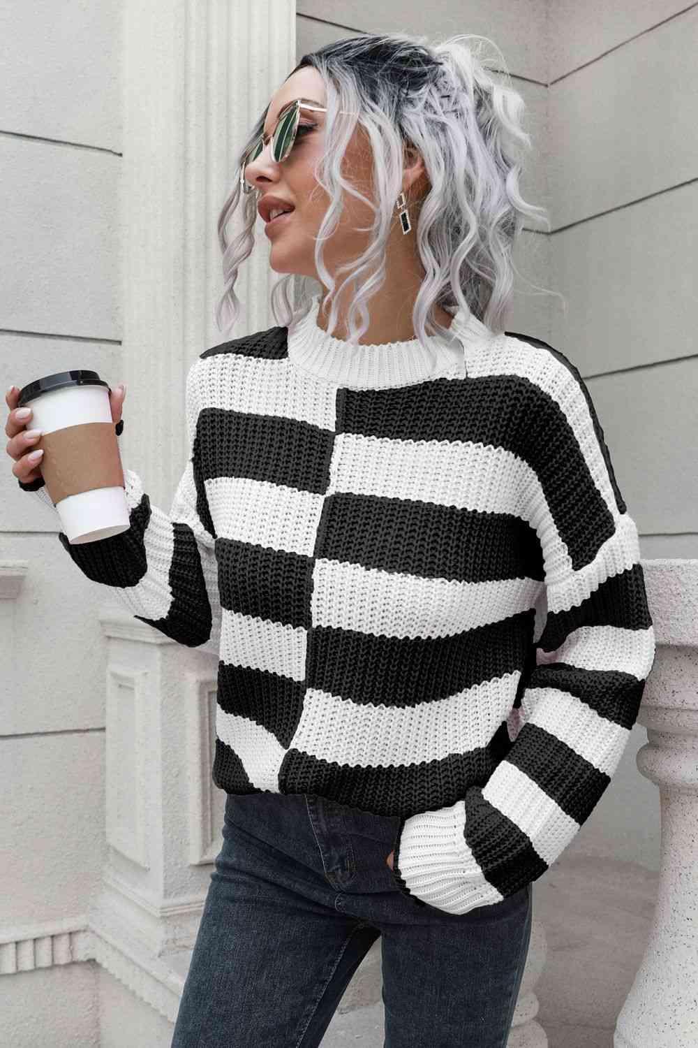 Superb Comfort Knitted Striped Pullover Sweater - MXSTUDIO.COM