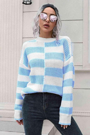 Superb Comfort Knitted Striped Pullover Sweater - MXSTUDIO.COM