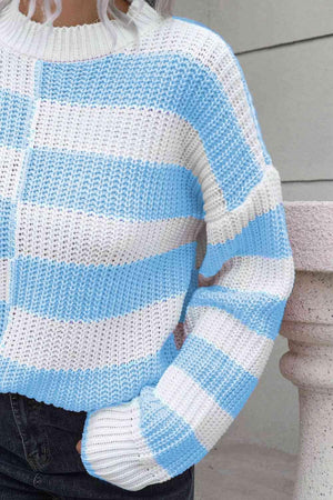 Superb Comfort Knitted Striped Pullover Sweater - MXSTUDIO.COM