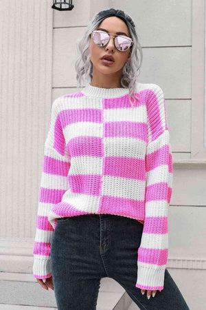 Superb Comfort Knitted Striped Pullover Sweater - MXSTUDIO.COM