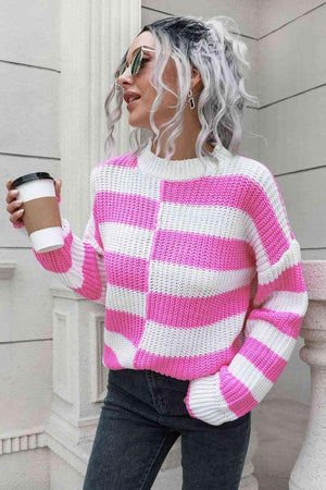 Superb Comfort Knitted Striped Pullover Sweater - MXSTUDIO.COM