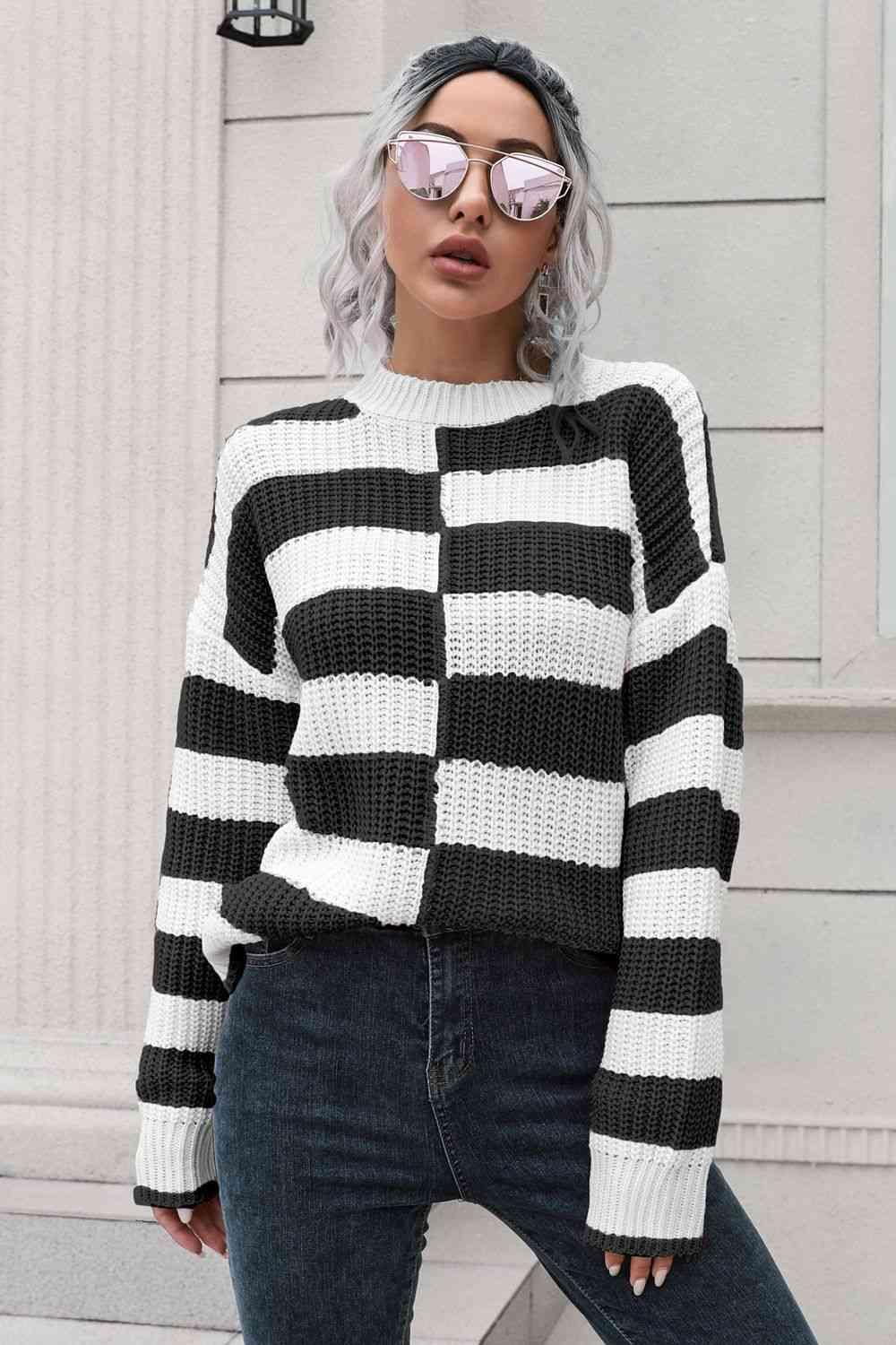 Superb Comfort Knitted Striped Pullover Sweater - MXSTUDIO.COM