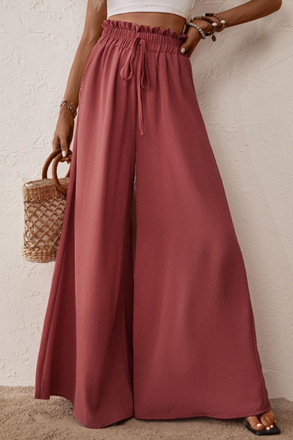 Supreme Flare Elastic Waist Palazzo Pants - MXSTUDIO.COM