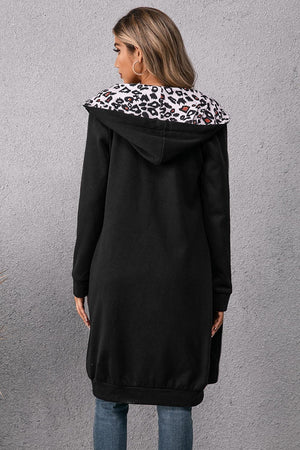 Swaggy Leopard Trim Hoodie Dress - MXSTUDIO.COM