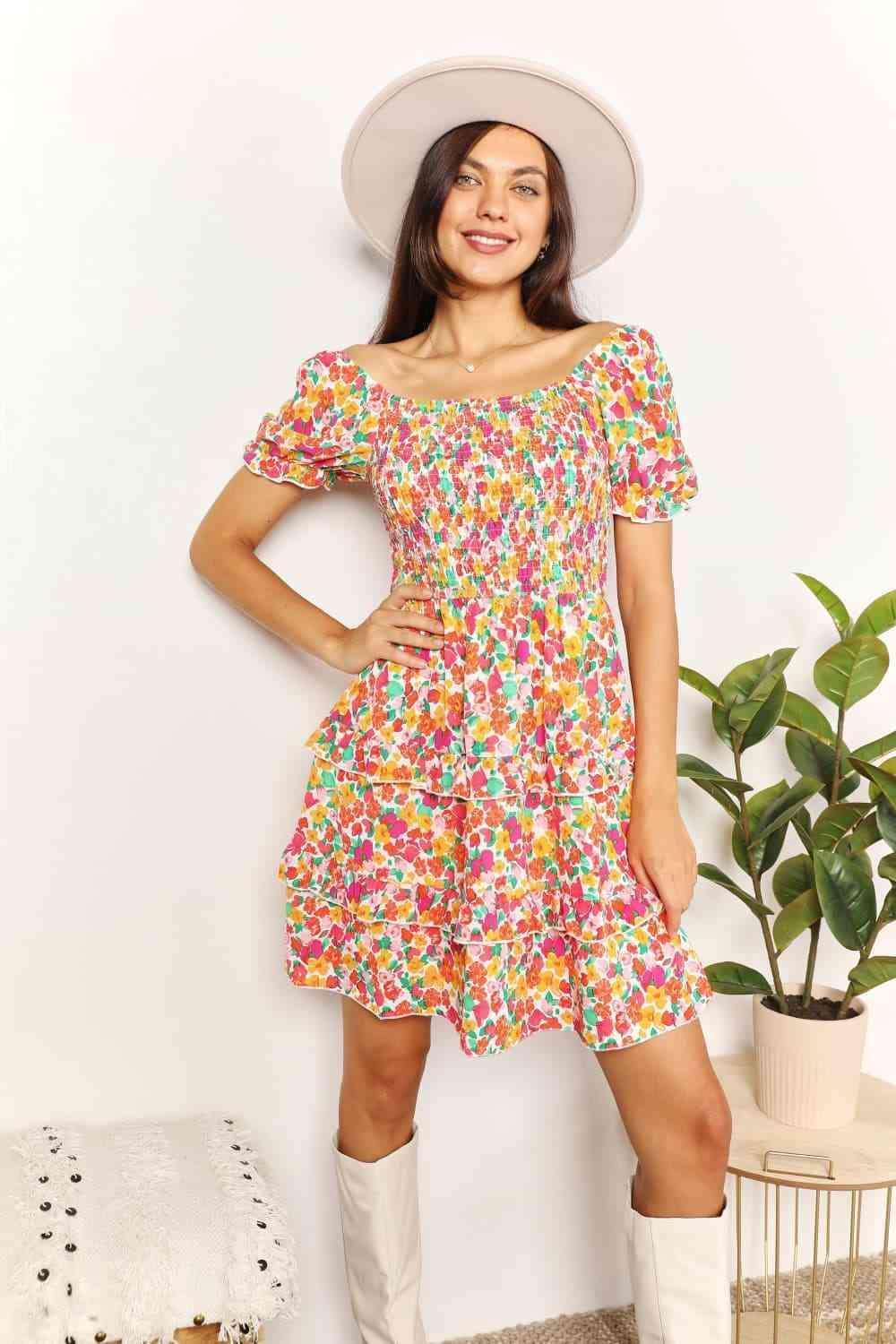 Sweet Summer Off The Shoulder Floral Mini Dress - MXSTUDIO.COM