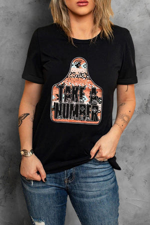 Take A Number Black Graphic T Shirt - MXSTUDIO.COM