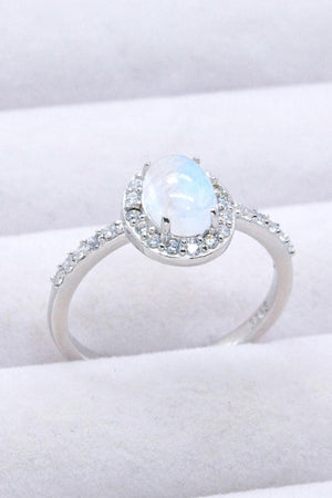 Take Aback 925 Sterling Silver Halo Moonstone Ring - MXSTUDIO.COM
