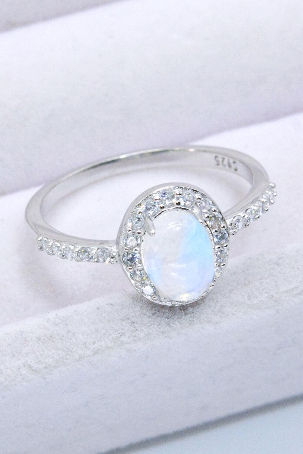 Take Aback 925 Sterling Silver Halo Moonstone Ring - MXSTUDIO.COM